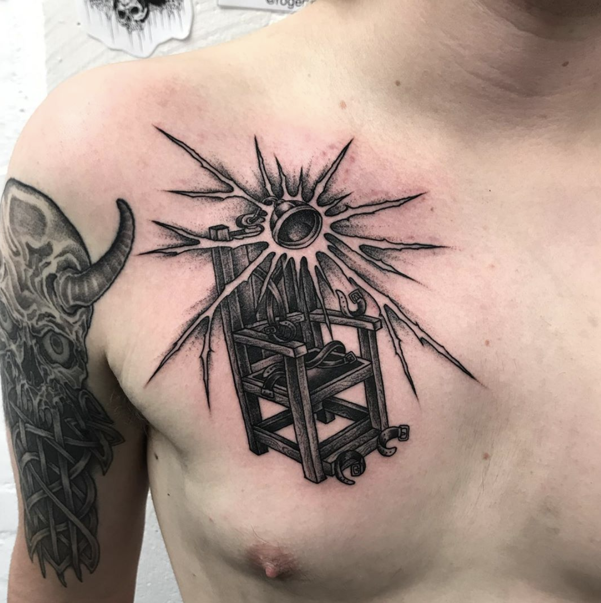 Black Onyx Empire Tattoo - Electric chair⚡️ by @swoiyuken • He's available  for bookings!📆 | Facebook
