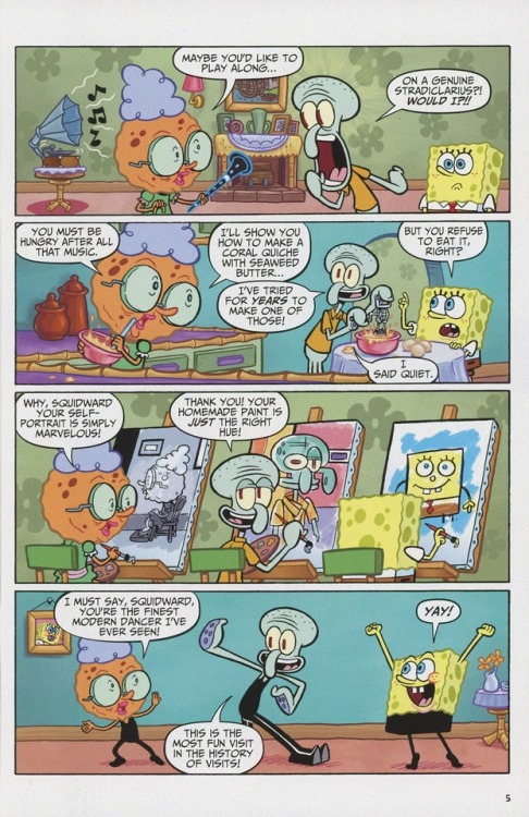 darkvioletcloud:  pancaketiffy: Just remembering you guys that Spongebob’s grandma have the same tastes as Squidward and they get along very well. This explains why Spongebob is so fascinated by his artistic talents.  This is so fucking cute I’m gonna