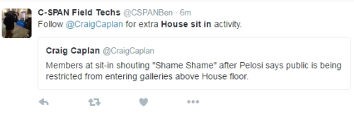 CSPAN apparently doesn’t have control over turning their cameras back on in the House, but their cam