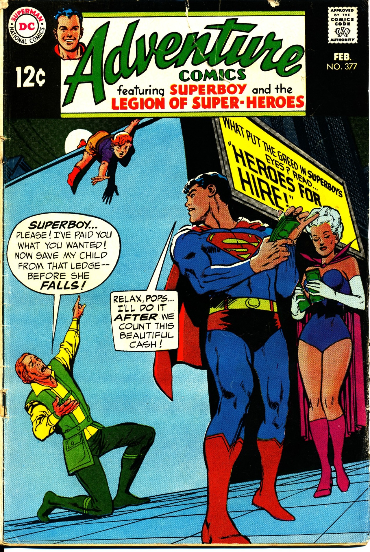 slsblog:
“ Counting beautiful cash.
1969, Neal Adams cover
”
Adventure Comics #377 - Superboy and the Legion of Super-Heroes. Neal Adams