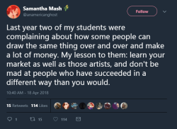 8pxl:this tweet is really motivating honestly……. Makes sense, a lot of artists that get upset about something like that, in most cases don’t understand what experience that successful artist had probably gone through. They had to learn their craft,