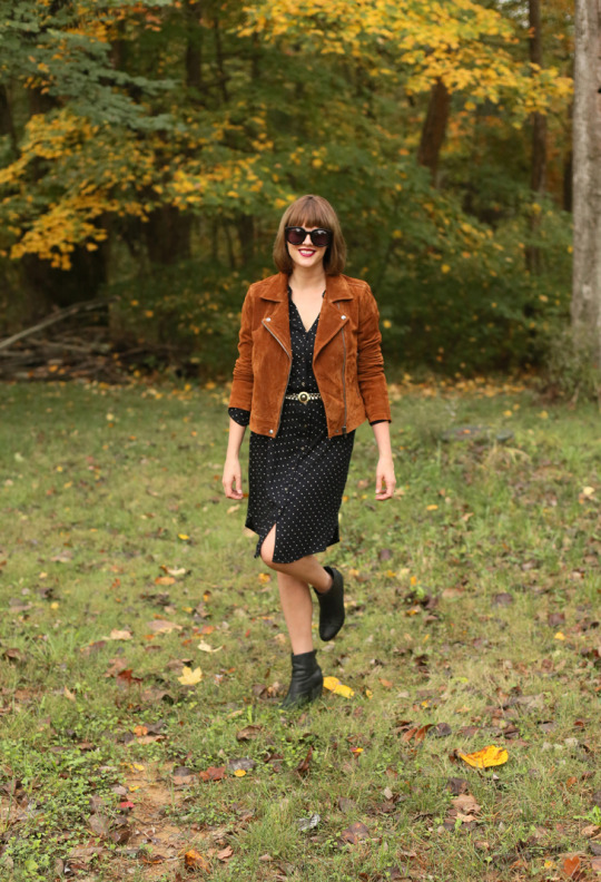 Bob with Bangs, BlankNYC jacket, Suede Jacket, Fall Outfit Idea, Hairstyles