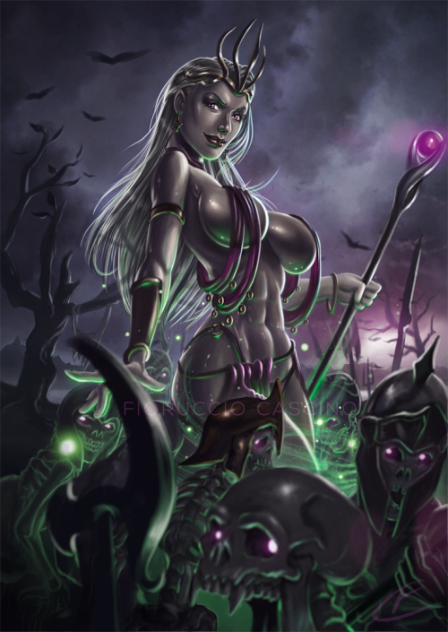 naughtyhalloweenart:  Lady Nyx The Necromancer