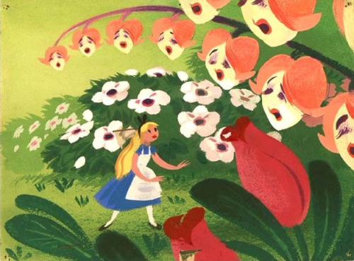 animationandsoforth:Alice in Wonderland concept art by Mary Blair