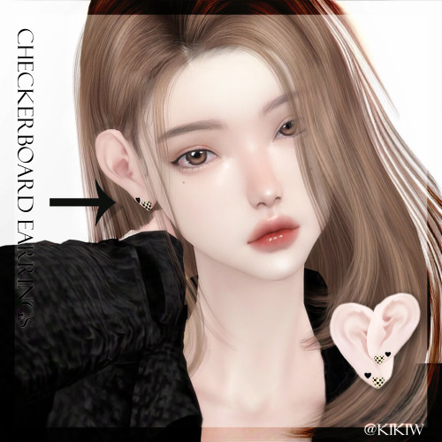 [KIKIW]Checkerboard Earrings♥New mesh♥1 color♥Base game compatible♥Female♥HQ textures♥Custom thumbna
