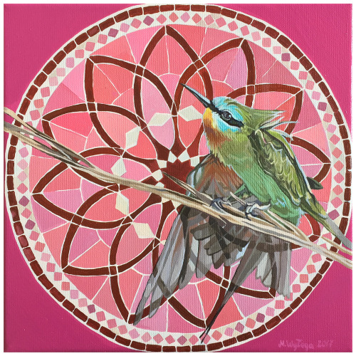 Blue-cheeked bee-eater, 30x30 cm, acrylic on canvas.