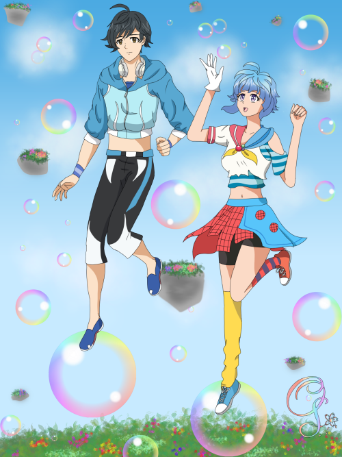 Download Uta And Hibiki Galaxy Bubble Anime Wallpaper | Wallpapers.com
