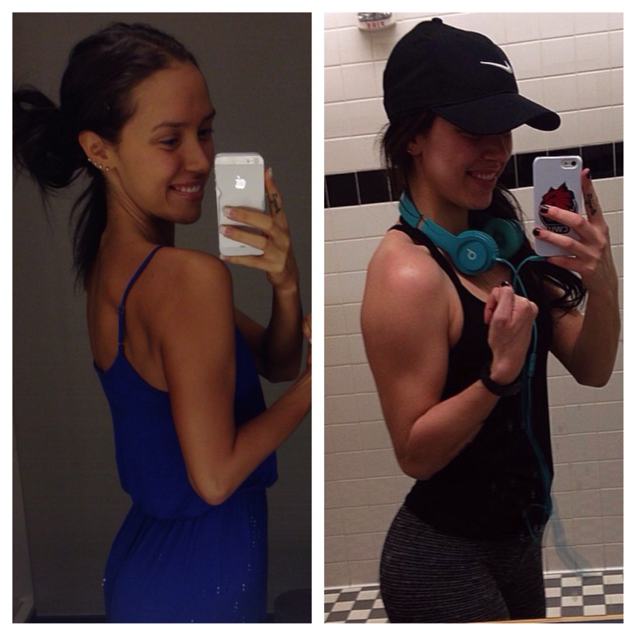 marisaaprice:  Left: day before my first bikini competition, water depleted, couldn’t