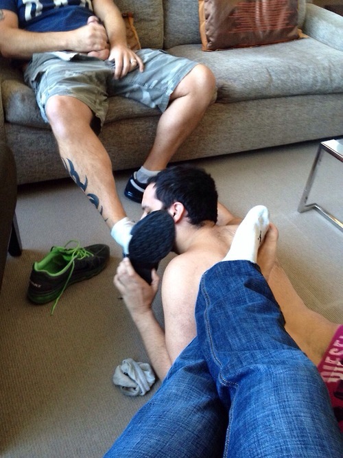 borntoservicestr8men:  The smell of men’s shoes, socks and feet is something only a true faggot can appreciate.