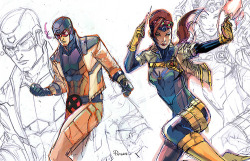 wearetheheroes:  Peter Nguyen has been switching costumes and color schemes for different pairs of X-Men. Awesome stuff.  