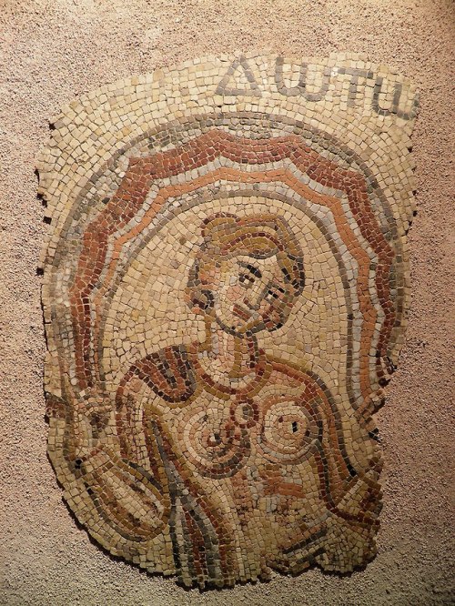 romegreeceart:A mosaic fragment depicting Ino, queen of ThebesA daughter of Cadmus and Harmonia whos