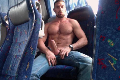 Porn photo Big thick cock on the bus, dayum