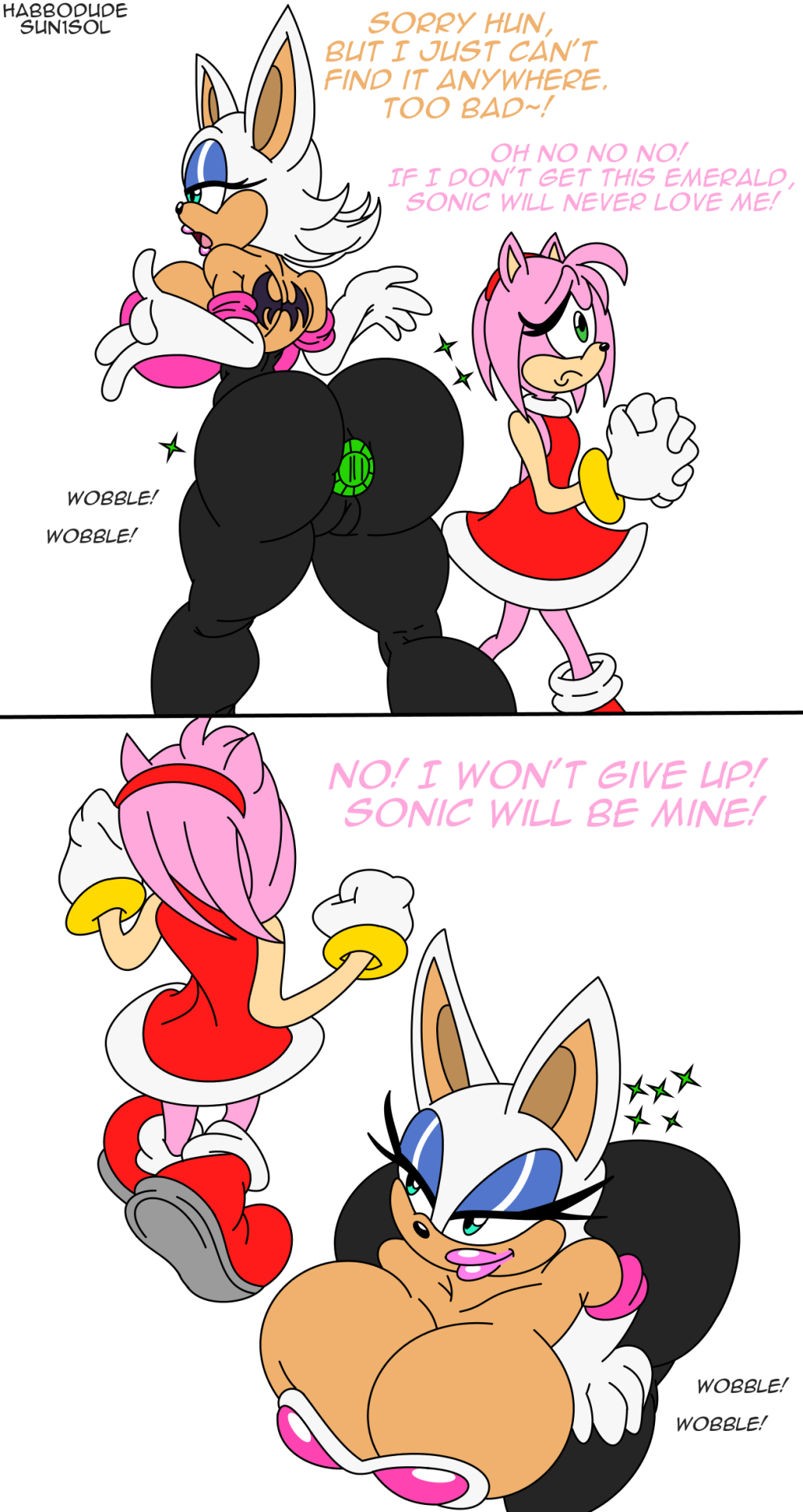 thecooltiny:  Rouge The Cupid Rouge and Amy are looking for a green emerald, but