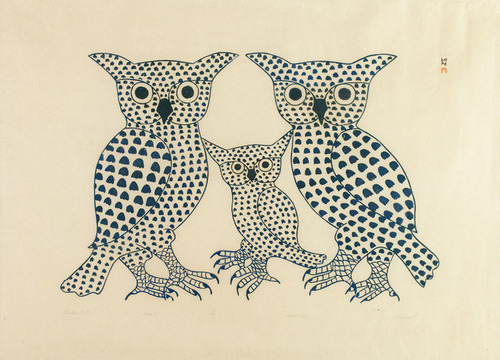 design-is-fine:Kenojuak Ashevak, Winter Owls, 1975. Canada. More birds form Ashevak: Via 50 Watts