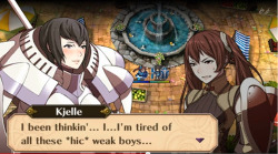 ramaea:  That time in Harvest Scramble where Kjelle accidently drinks a truth potion and proceeds to grope Severa, pull at her clothes, and tell her that she likes her better then any of the boys. Canon otp right here These DLC chapters are amazing. 