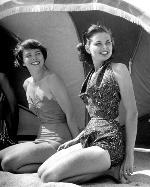From the May 15, 1950 cover story: BEACH FASHIONS: The Latest in One-Piece Suits. According to LIFE,