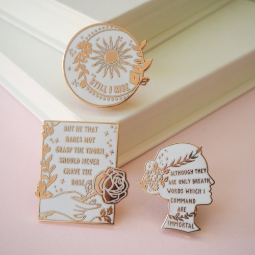 sosuperawesome:Literary Enamel Pins, by Literary Emporium on EtsySee our ‘enamel pins’ tag