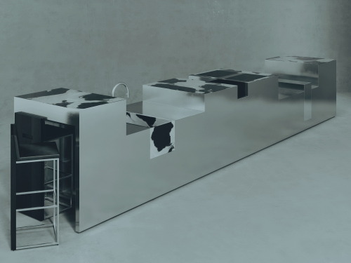 Strato Cucine / Skyline BEdda Biermann / Gianna Farina / Marco GoriniTitanium, Dalmata marble 