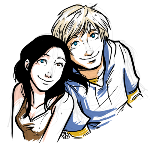 okelleok: Another commission, this one for glitterings — Candy Quackenbush and Jason Grace :]