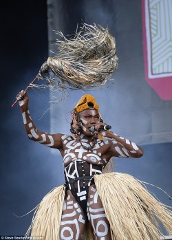 blackdenimjeans:  grace jones is an inspiration 67 years performing with ha tiddies out