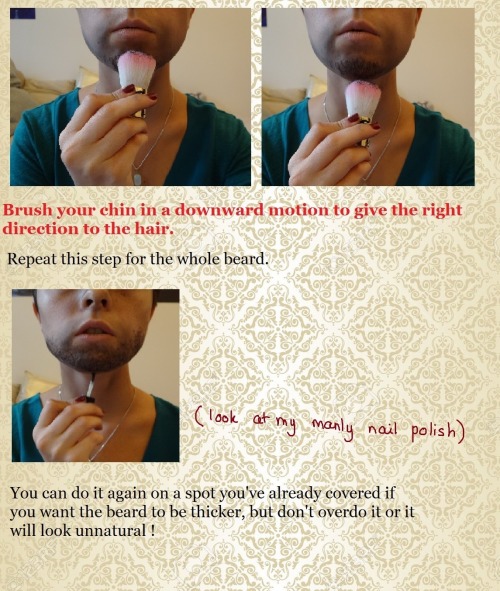 daisencosplay:  A lot of people asked me about my Godot beard, so here’s a full tutorial ! :DRemember to moisturize your face after removing your beard, spirit gum can be hard on sensitive skin~ 
