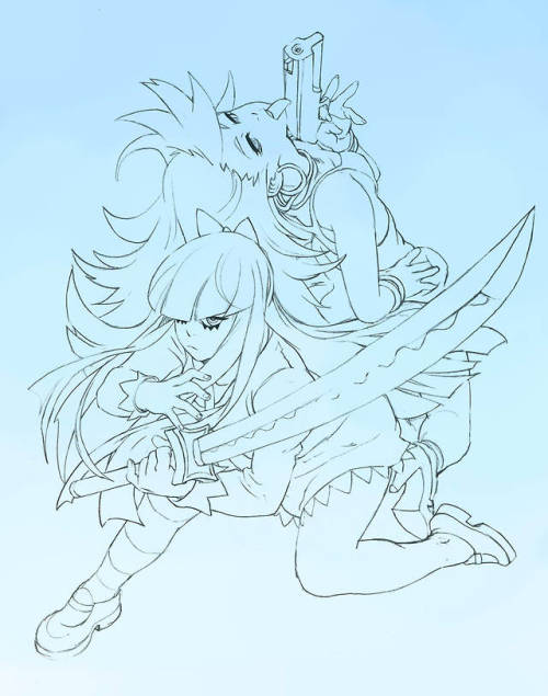 lost-tyrant: Panty and Stocking! Soon to be in color, folks, expect more fanart and concept work in the future =3 Not dead yet! 
