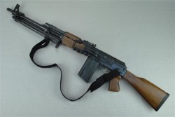 gunrunnerhell:  M90 An RPK chambered in 7.62x51mm, these were imported by Mitchell Arms in several variations. Some had grenade launcher sights and standard barrels, this particular one has the heavy barrel with cooling fins, much like the M72. You’ll