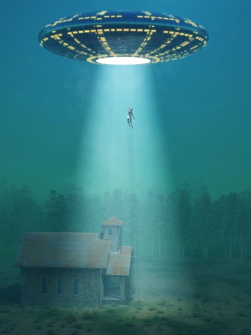 talesfromweirdland:Stock illustration of an alien abduction.