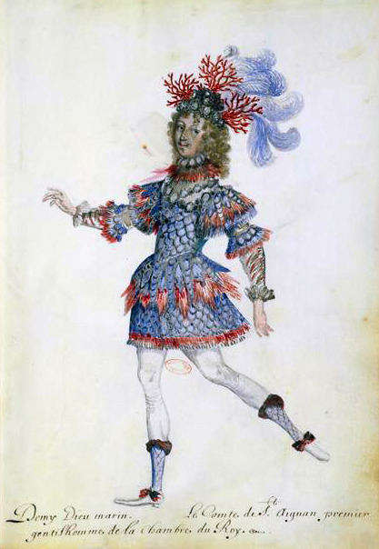 Costume designs for the gentlemen of the court in the “Ballet des noces de Pelée et Téthis&rdq