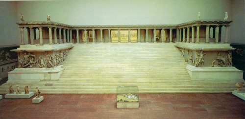 arthistry:Altar of Zeus at Pergamon, 180-160 B.C.Base decorated with a frieze in high relief showing