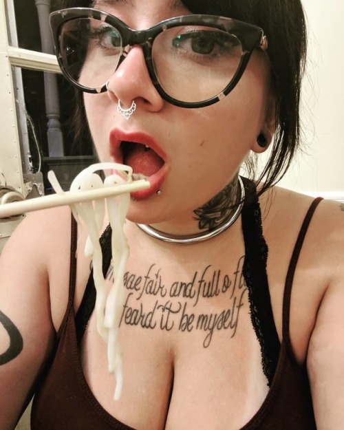 Living my best life and eating noodles in the AC. #nom #veganfood #girlswithglasses www.inst