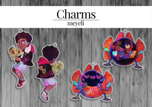 My charms from the Fashion Marvel Zine I was in! I drew these after watching Into the Spiderverse an