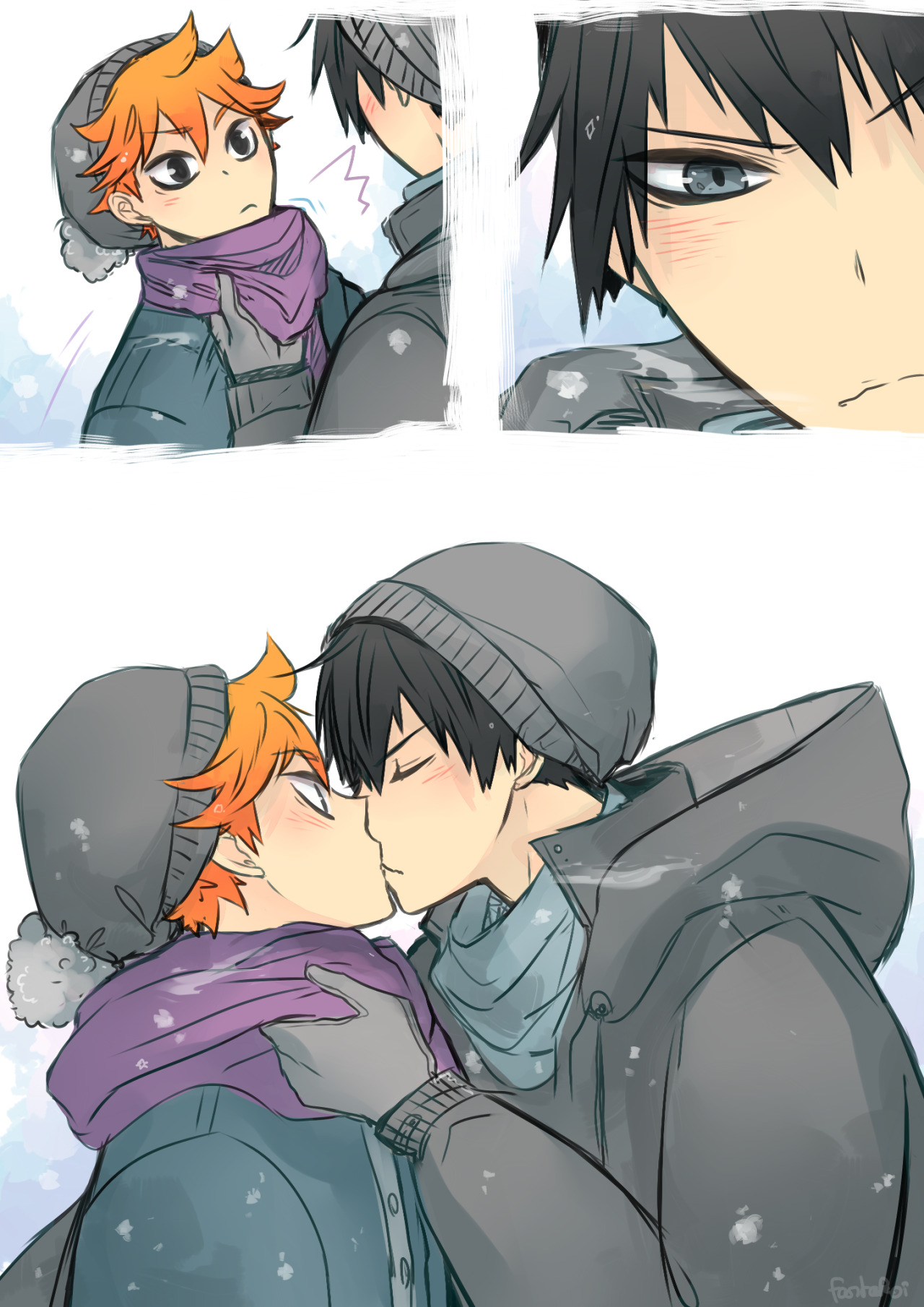 fantakoi:  first snow ❄ hinata is so cute when he’s excited, and kageyama doesn’t