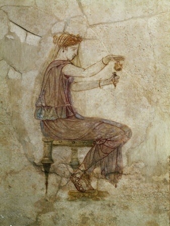 Woman Pouring Perfume into Flask. 1st-century from Villa Farnesina(?)