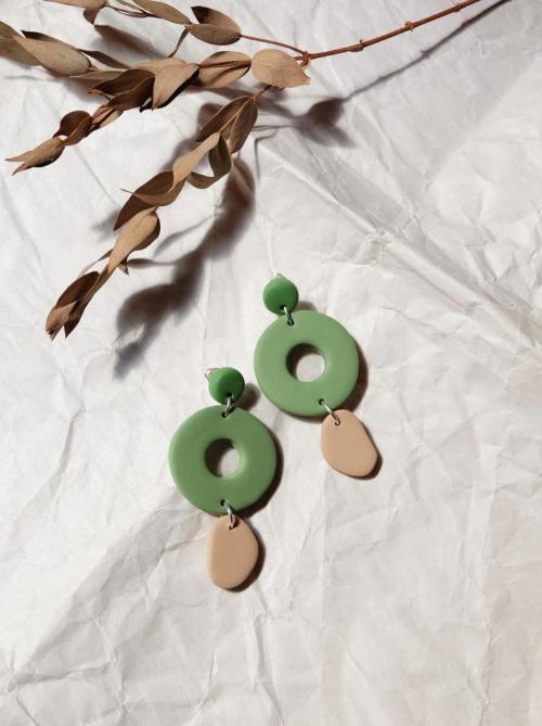 etsyfindoftheday | 12.6.19modern-shape clay earrings by dzydzydesignconfetti terrazzo earrings green