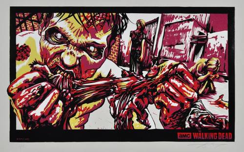 xombiedirge:  Walker illustrations from the AMC The Walking Dead art show at Hero Complex Gallery / Facebook. All artwork onsale HERE. Holy Light by Richey Beckett / Store Everybody Turns by Adam Pobiak Little Girl?… & Feeding by AJ Masthay / Tumblr