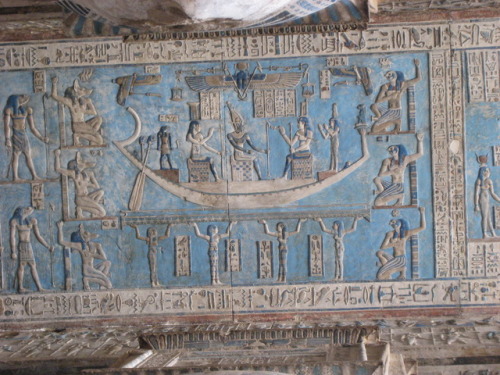 dwellerinthelibrary: so much goodness on the ceiling at Dendera by Karen Green A sky-travelling barq