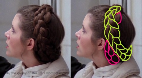 Leia’s Hoth Crown Braids. Styling methods for thick hair. Under-braid hair to create less volume in 