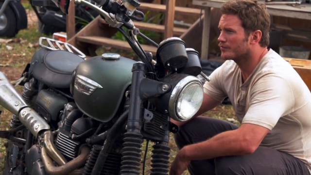 FOR SURVIVAL. — Owen and his Triumph Scrambler.