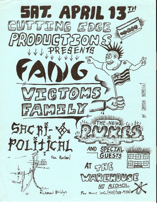 Fang, Victim&rsquo;s Family, Sacripolitical and The Pukes @ The Warehouse, San Rafael. 1985?