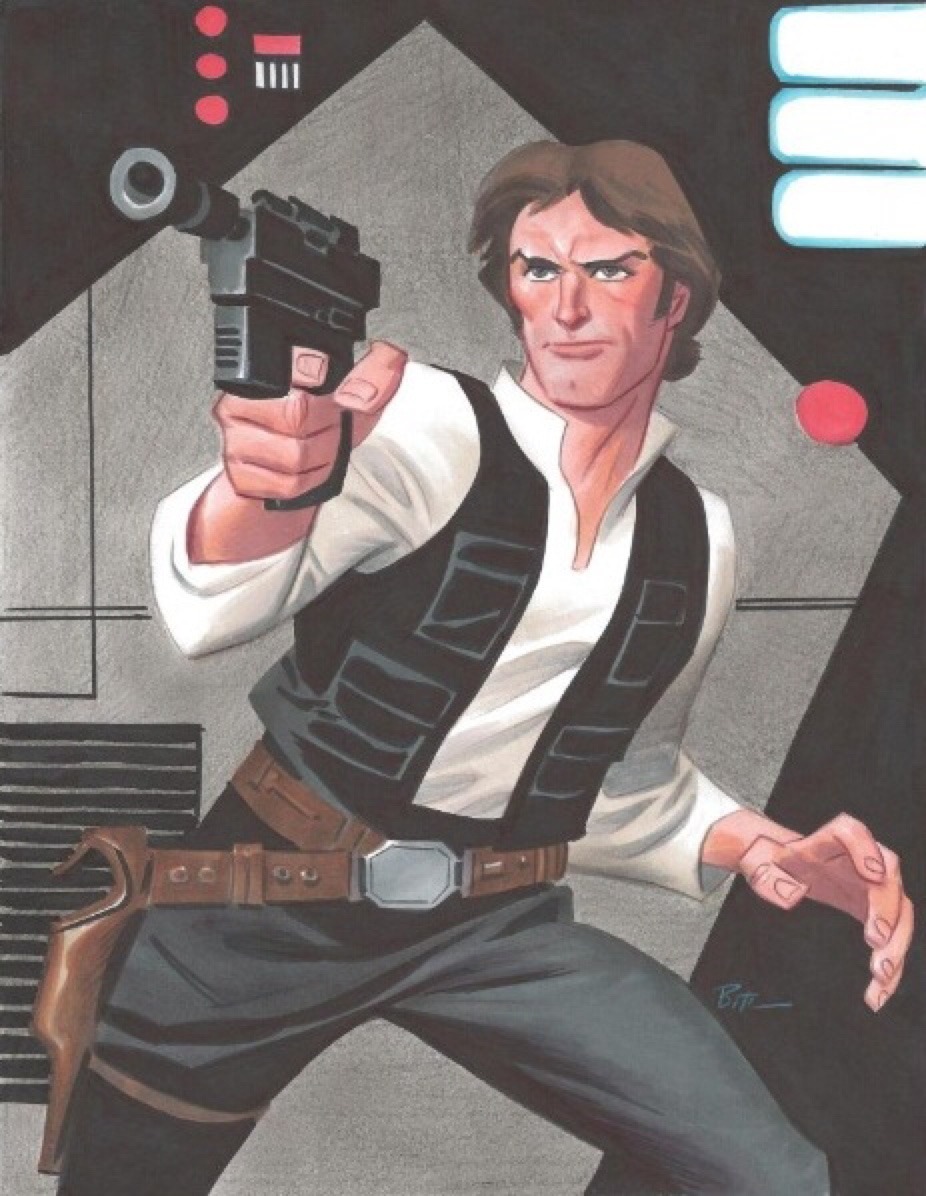 Cool Comic Art — Han Solo & Princess Leia by Bruce Timm