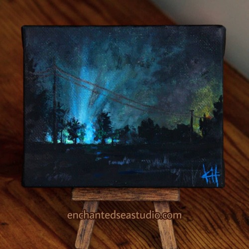 &ldquo;12:07 AM&rdquo; Gouache on Canvas #painting #landscape #light #ALIENS? #outdoors #atm