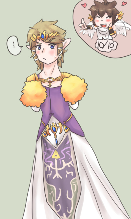 chibilady:  （=´∇｀=） I saw a few people draw link in zelda’s dress after triforce heroes was announce