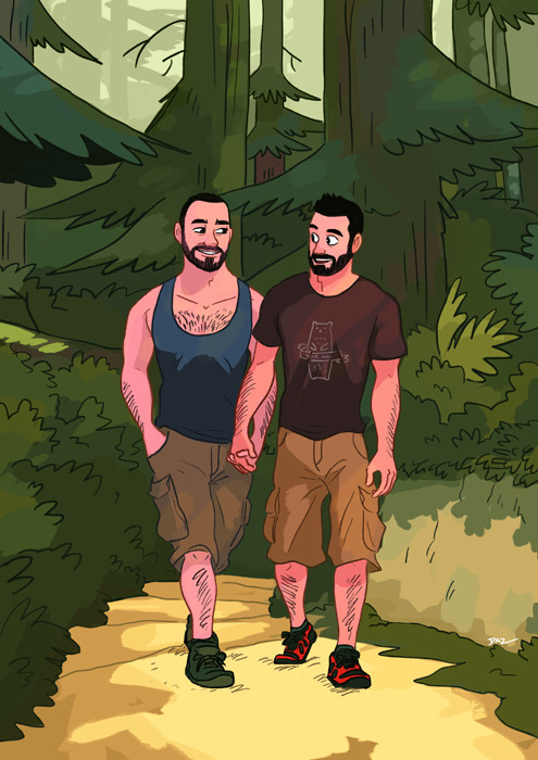 tohdraws: Commissioned artworks for another cute couple, Andrew and Mike.