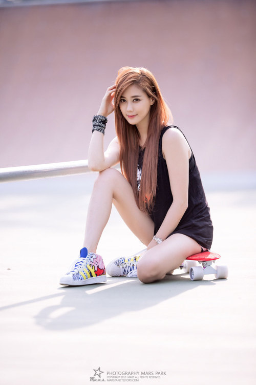 Model Kim Ha Yul at a skate park ~ Photos by MarsPark