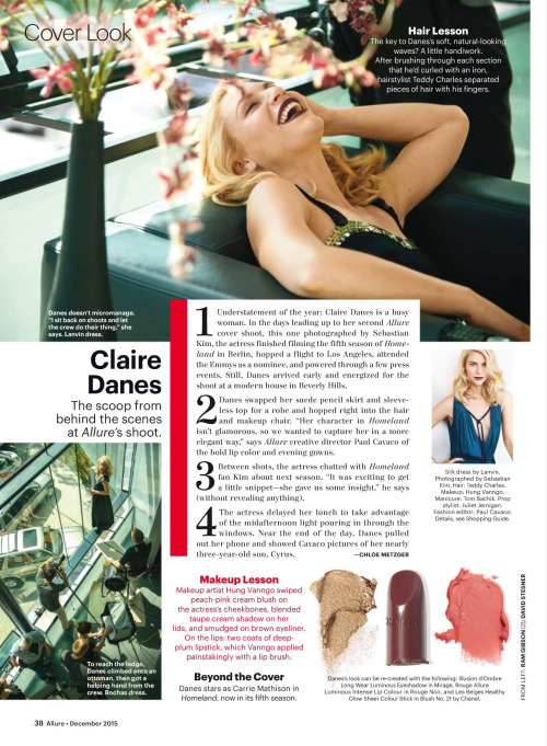 Claire Danes by Sebastian Kim for US Allure, December 2015