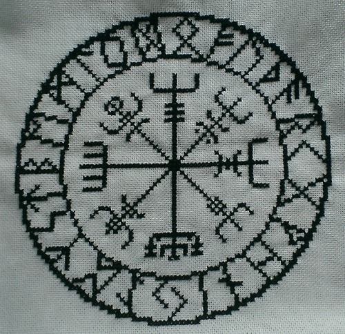 drunk-on-shadows-my-love:Made Vegvisir for a friend :) Pattern is from HarpSealCrossStitch on Etsy. 