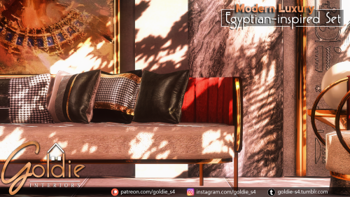 goldie-s4:Pharaonic (Egyptian-inspired) Living Room Set - The Sims 4Hello, Everyone!I brought to y