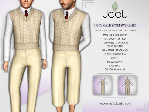 joojconverts:     4t3 Conversion from HLS’ 1930′s Male Sportswear SetA 4t3 conversion from two sport