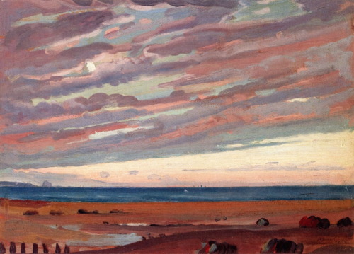 James Dickson Innes - Coast at Rye, Sunset. 1913. Oil on panel.